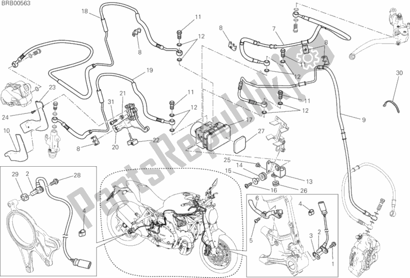 Alle onderdelen voor de Antiblokkeersysteem (abs) van de Ducati Monster 1200 S 2018